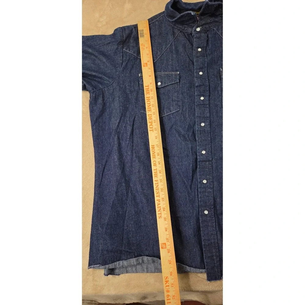 Whiteknucker‎ Denim Jacket Men 2XL Dark Wash Blue Pearl Snap Frayed Raw EUC